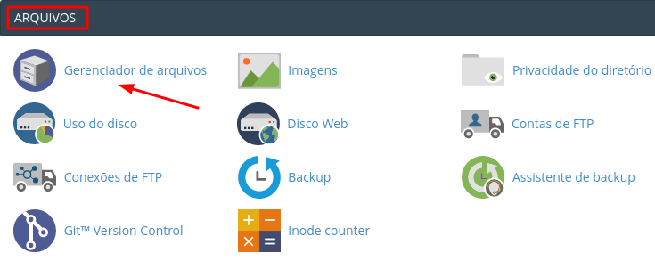 gerenciador de arquivos do cpanel