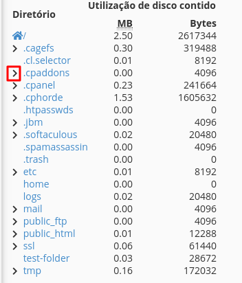 uso de discos cpanel